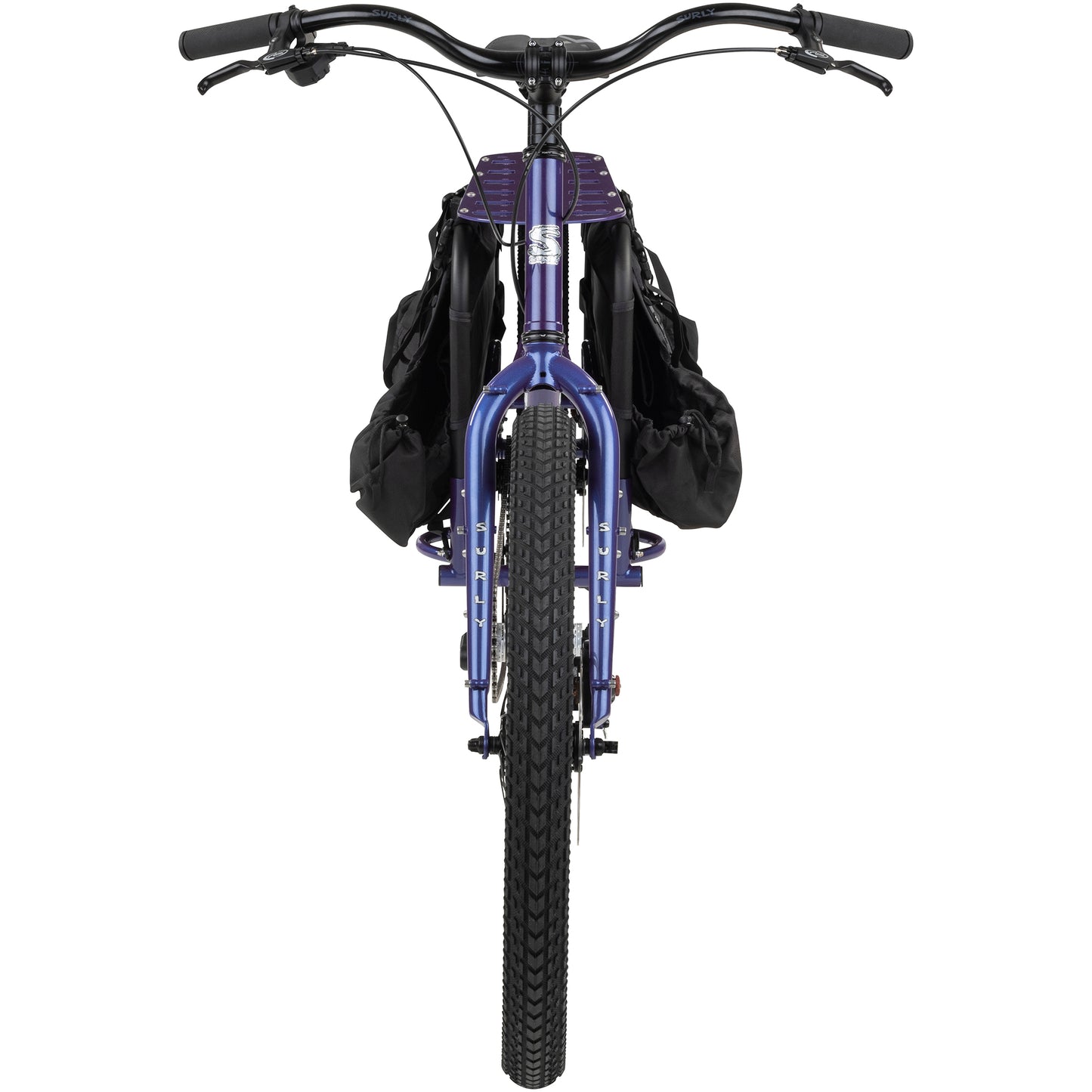 Surly Big Dummy cargo bike Bruised Ego Purple front view