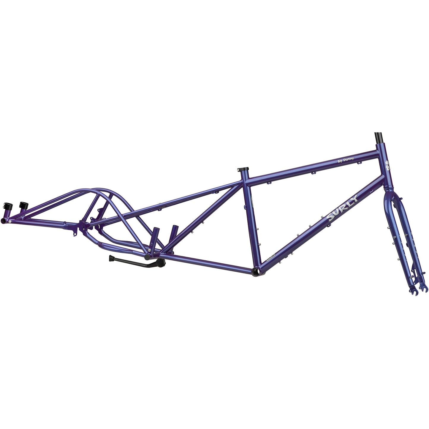 Surly Big Dummy frameset Bruised Ego Purple side view with out bags deck and rails