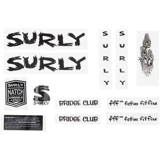 Surly Bridge Club Decal Set Black sheet of all decals for bike with headbadge