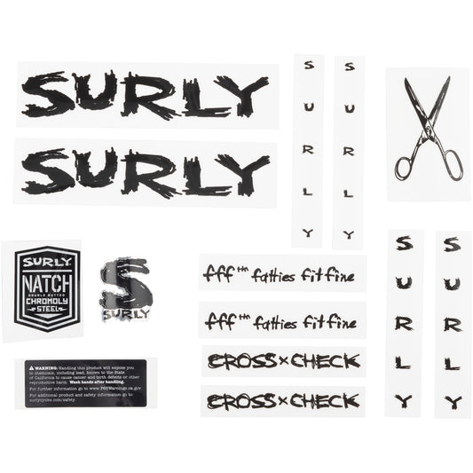 Surly Cross Check Decal Set Black sheet of all decals for bike with headbadge