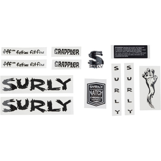 Surly Grappler Decal Set Black sheet of all decals for bike with headbadge