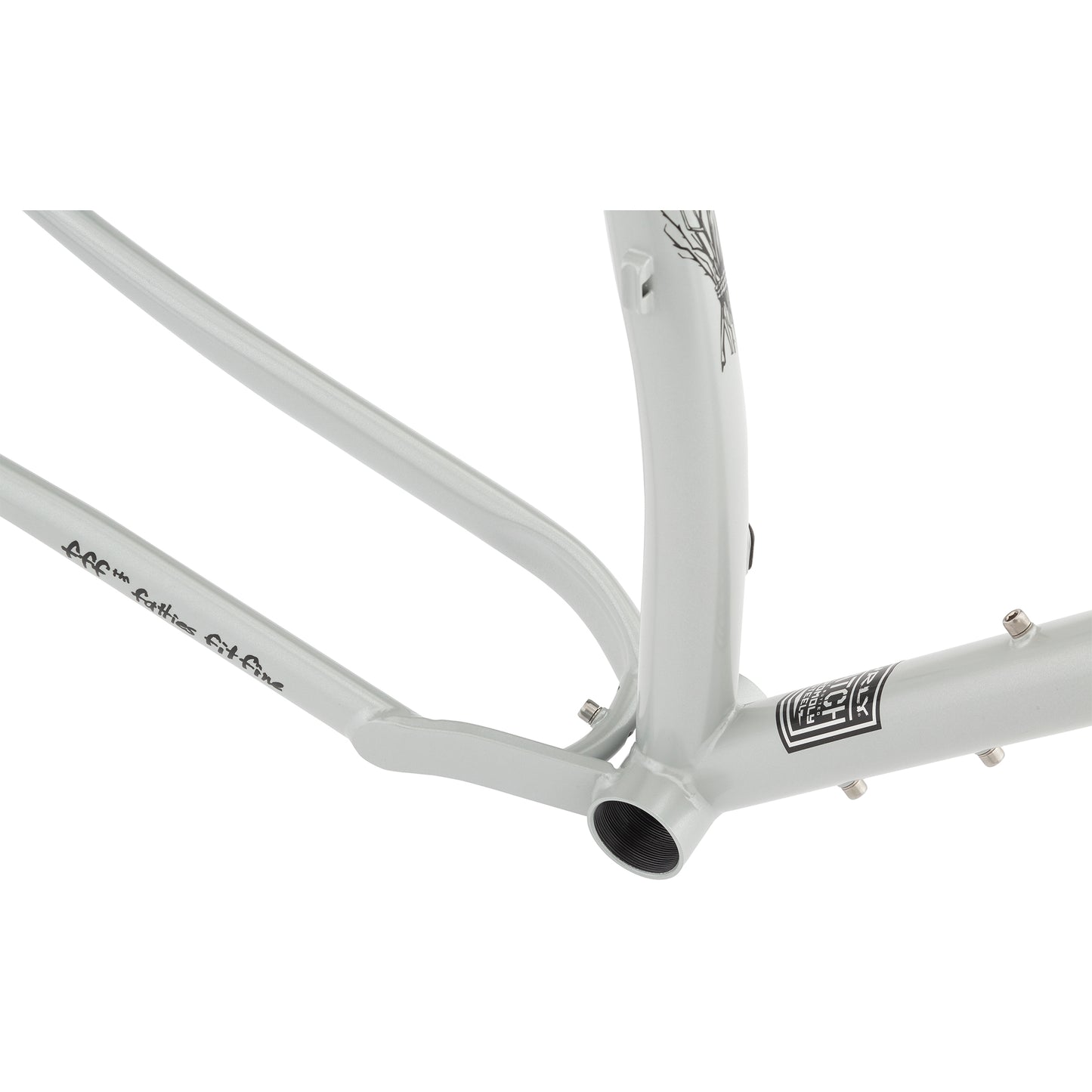 Surly Krampus frameset First Loser silver color bottom bracket area detail