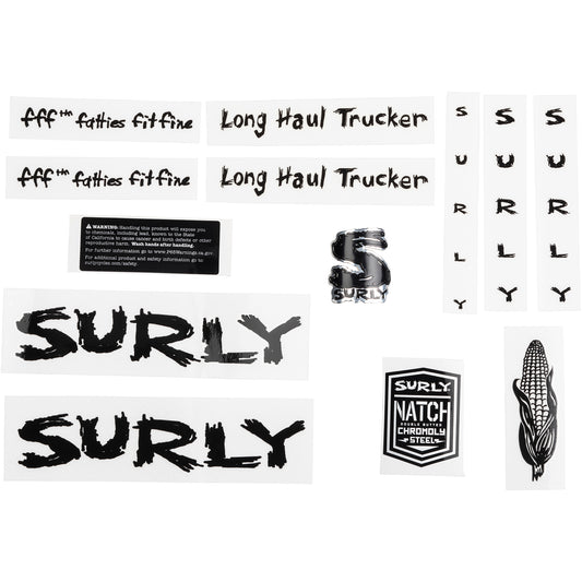 Surly Long Haul Trucker Decal Set Black sheet of all decals for bike with headbadge