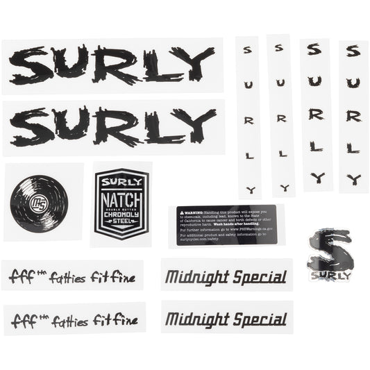 Surly Midnight Special Decal Set Black sheet of all decals for bike with headbadge