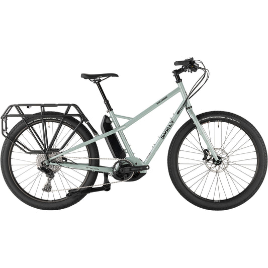 Surly Skid Loader cargo E-bike Bathwater Gray color side view