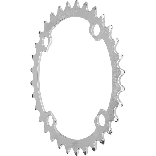Surly 4-bolt Chainring - Silver - front three quarter view